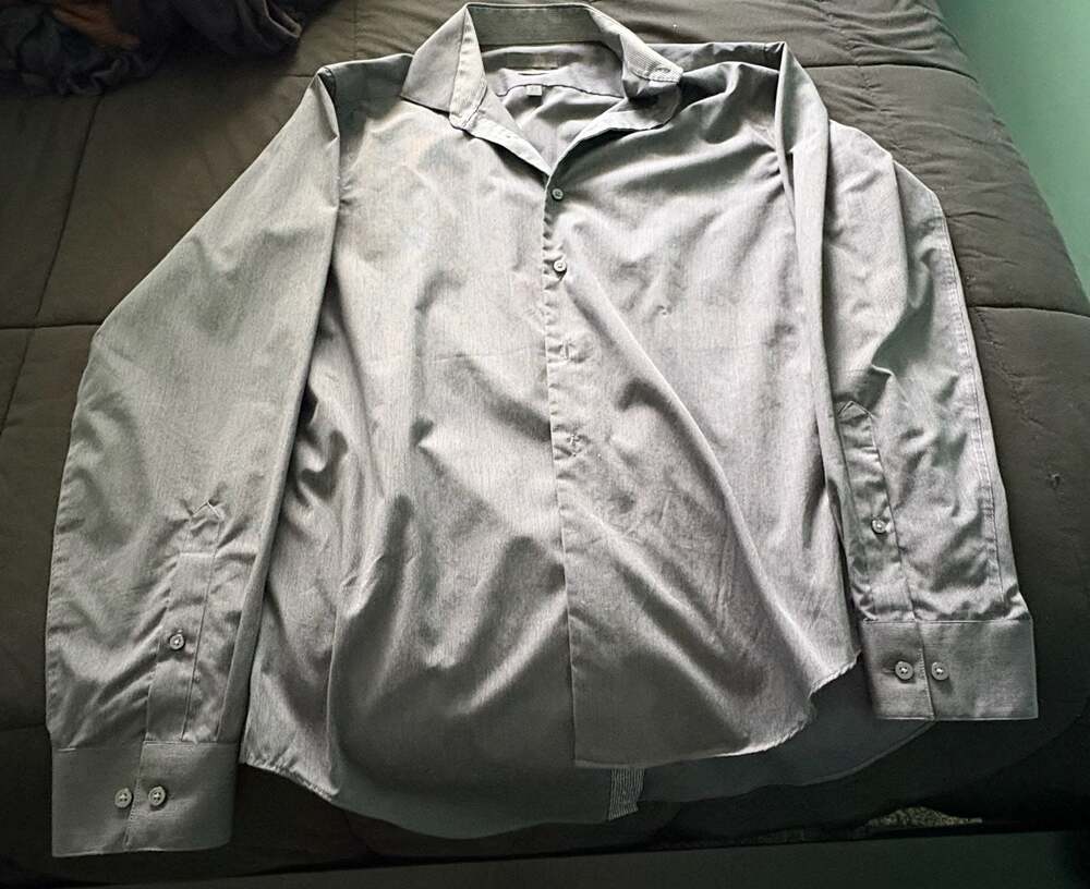 ck Calvin Klein Men's Slim Fit Non-Iron Two-Ply Long Sleeve Dress Shirt, Size 16